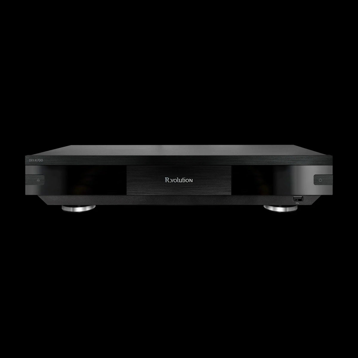R_volution Chassis DIY-X700 – Blu-ray-Player-Gehäuse – vollständige Original-Produktansicht auf Schwarz
