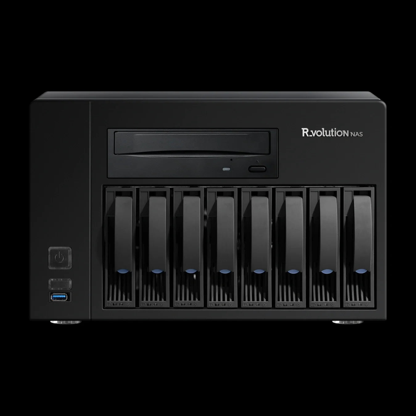 R_volution NAS Ultra – Audio-/Video-Server – vollständige Original-Produktansicht auf Schwarz