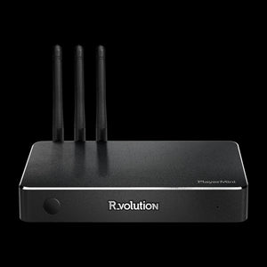 R_volution PlayerMini – Netzwerk-Mediaplayer – vollständige Original-Produktansicht auf Schwarz
